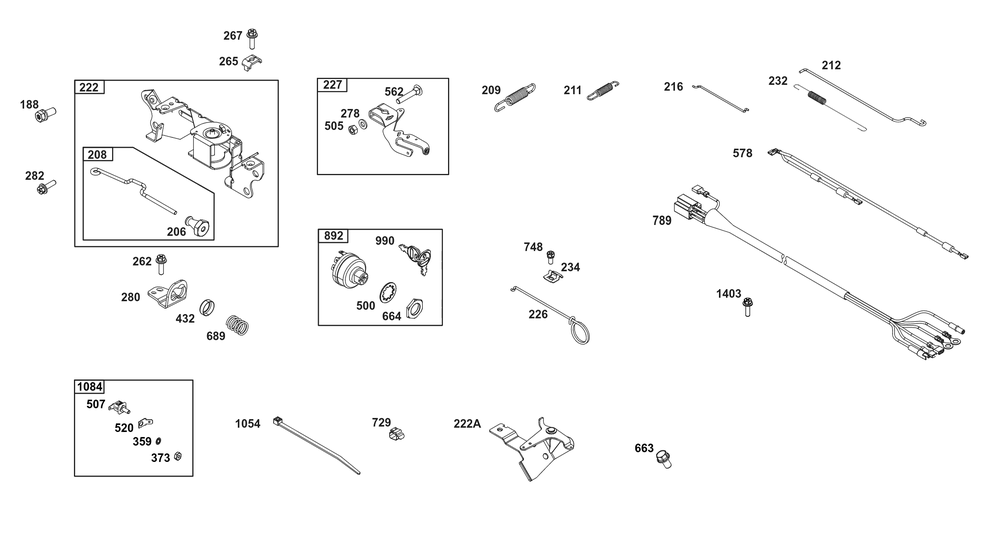 Controls Group Diagram and Parts List for 356447-0712-G1 200000 - 399999 Briggs and Stratton Engine